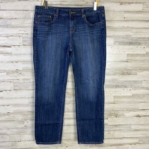 Jennifer Lopez Jeans Women 10 Blue Denim Mid-Rise Boyfriend Whiskered Stretch